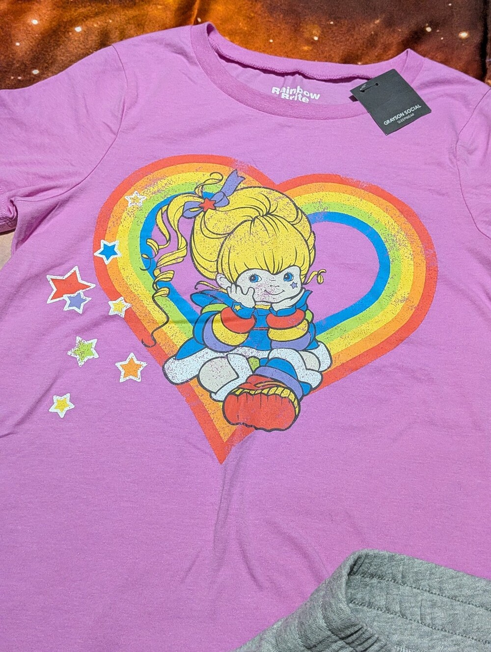 Rainbow Brite Pink Short Sleeve Pajama Set Size Small - Picture 2 of 6